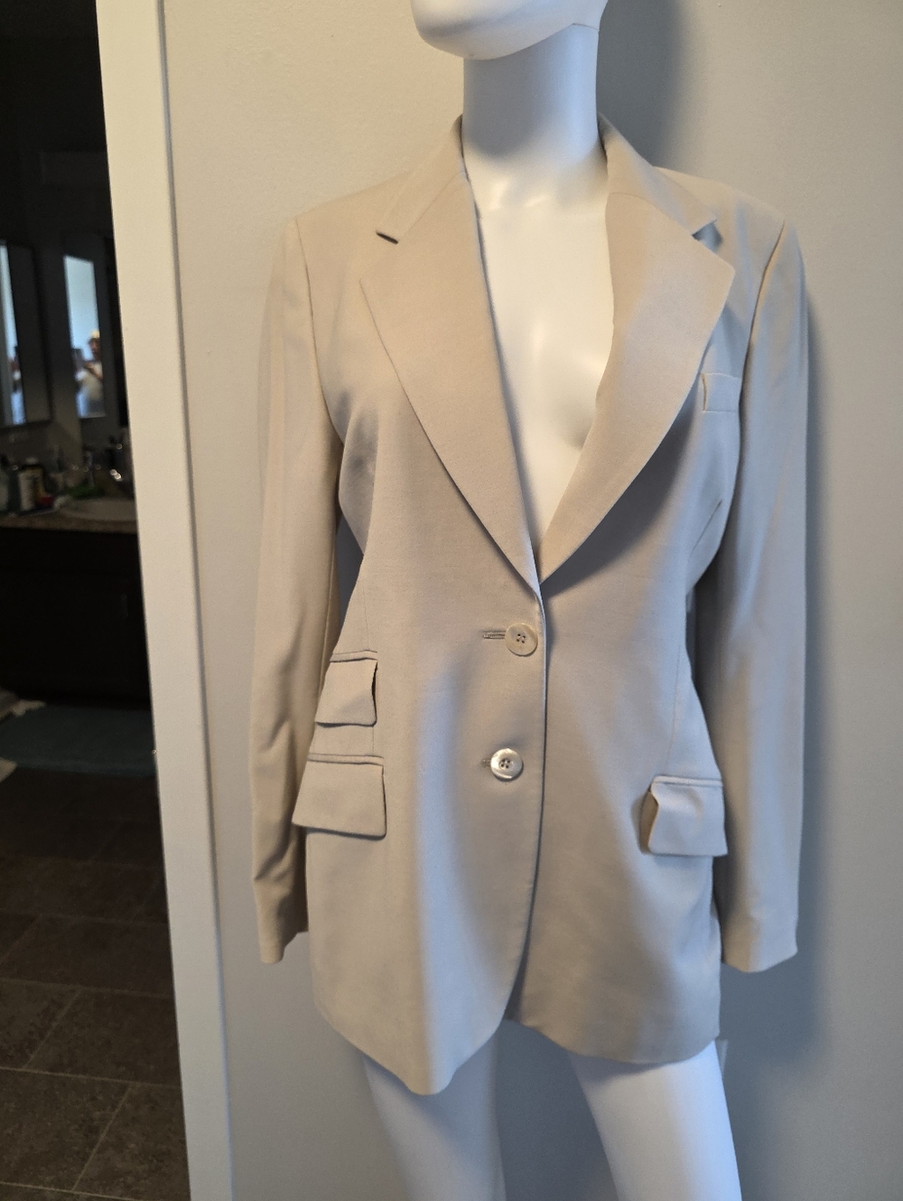 GUCCI Beige Single-Breasted Blazer Jacket